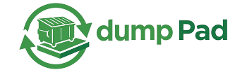 Green recycling logo with the word 'dump'.